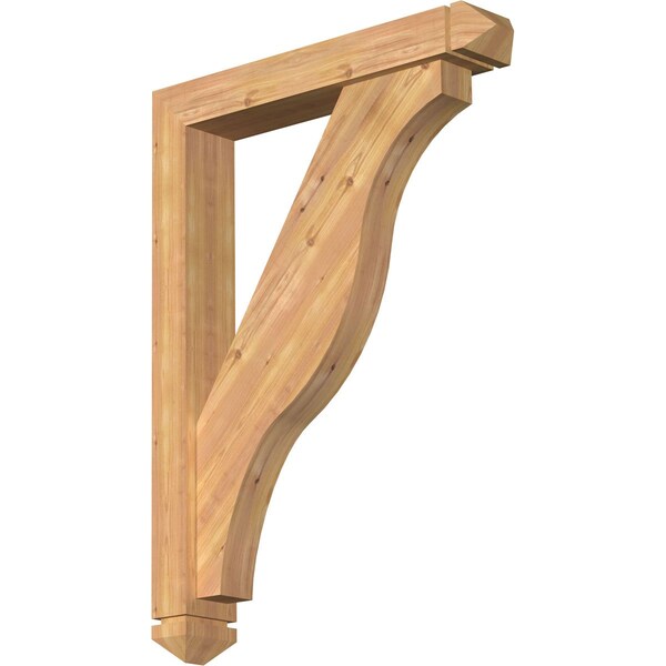 Ekena Millwork Funston Arts and Crafts Smooth Bracket w/ Offset Brace, Western Red Cedar, 5 1/2"W x 32"D x 44"H BKT0604X32X44FST03SWR - main